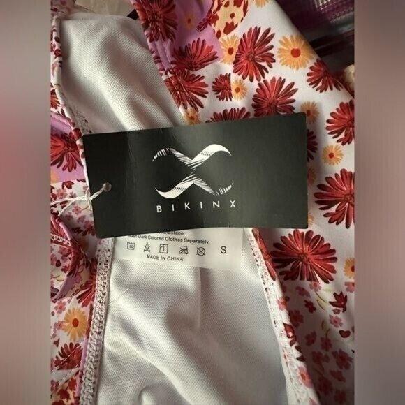 Bikinx Women’s 2 Piece Bikini Small Pink Floral High Waist Underwire Swimsuit - Picture 4 of 6